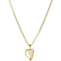 Gold 14K Harp Curb Chain Necklace - 45cm