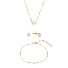 Gold 14k Plated Oval CZ Gift Set - Gold