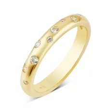 Gold 14k Plated Puffy CZ Band Ring - 62