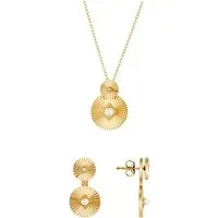 Gold 14k Plated Starburst CZ Gift Set - Gold