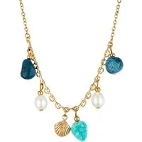Gold 14k Stainless Steel Amazonite Necklace