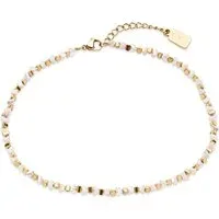 Gold 14k Stainless Steel Blush Beaded Anklet - Gold Gold 14k Stainless Steel Blush Beaded Anklet - Gold