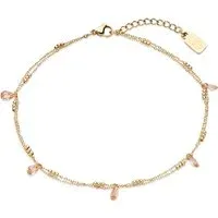 Gold 14k Stainless Steel Droplet Beaded Anklet - Gold Gold 14k Stainless Steel Droplet Beaded Anklet - Gold