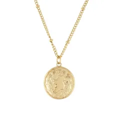 Gold 14k Stainless Steel Éire Coin Necklace - 41cm