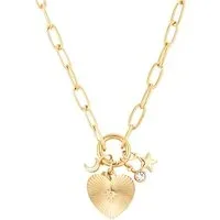 Gold 14k Stainless Steel Heart Charm Necklace - Gold