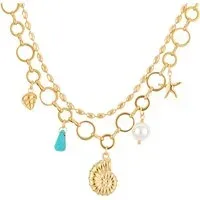 Gold 14k Stainless Steel Shell Charm Necklace Gold 14k Stainless Steel Shell Charm Necklace