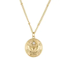 Gold 14kStainless Steel Claddagh Coin Necklace - 41cm