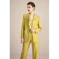 Gold 2 Piece Double Breasted Slim Fit Satin Collar Women Suit (BlazerPants) - US 12 Gold Gold 2 Piece Double Breasted Slim Fit Satin Collar Women Suit (BlazerPants) - US 12 Gold