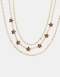 Gold 3-Pack Enamel Flower Necklaces Gold 3-Pack Enamel Flower Necklaces