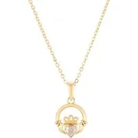 Gold April CZ Claddagh Birthstone Necklace - 40cm Gold April CZ Claddagh Birthstone Necklace - 40cm