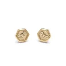 Gold Bee and Honeycomb Stud Earring Gold Bee and Honeycomb Stud Earring