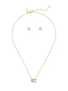 Gold Box C Crystal Starter Necklace and Stud Set - Gold Gold Box C Crystal Starter Necklace and Stud Set - Gold