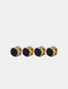 Gold Dress Stud Set Black Onyx Detail Rhodium Men's Gold Dress Stud Set Black Onyx Detail Rhodium Men's