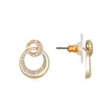 Gold Entwined Circle Stud Earrings - Gold