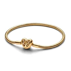 Gold Family Tree Heart Clasp Snake Chain Bracelet - 23cm Gold Family Tree Heart Clasp Snake Chain Bracelet - 23cm