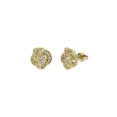 Gold Florine Crystal Flower Stud Earrings - Gold Gold Florine Crystal Flower Stud Earrings - Gold
