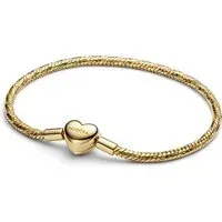 Gold Heart Clasp Faceted Snake Chain Bracelet - 18cm Gold Heart Clasp Faceted Snake Chain Bracelet - 18cm