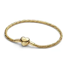 Gold Heart Clasp Faceted Snake Chain Bracelet - 19cm Gold Heart Clasp Faceted Snake Chain Bracelet - 19cm