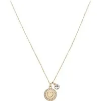 Gold Heart Crystal Coin Necklace - Gold Gold Heart Crystal Coin Necklace - Gold