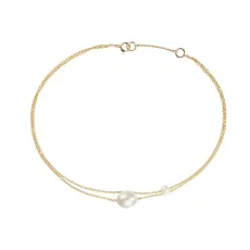 Gold Layered Large and Small Pearl Anklet Gold Layered Large and Small Pearl Anklet
