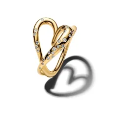 Gold Organically Shaped Stone-Set Heart Ring - 56 Gold Organically Shaped Stone-Set Heart Ring - 56