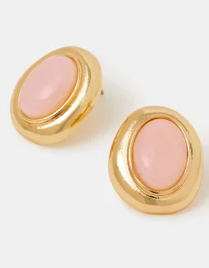 Gold Oval Resin Stud Earrings Gold Oval Resin Stud Earrings