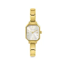 Gold Paris Rectangular Silver Dial Watch