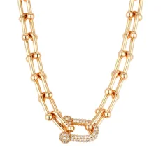 Gold Pavé Large Luxe Link Necklace - Gold