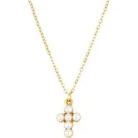 Gold Pearl Cross Necklace - 40cm Gold Pearl Cross Necklace - 40cm