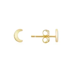 Gold Plain Petite Moon Studs - Gold Gold Plain Petite Moon Studs - Gold