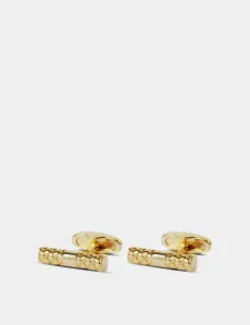 Gold Quilted Bar Cufflinks Rhodium Plain Men's Gold Quilted Bar Cufflinks Rhodium Plain Men's