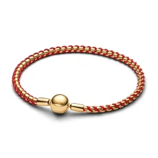 Gold Red Cord Snake Chain Bracelet - 21cm Gold Red Cord Snake Chain Bracelet - 21cm