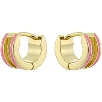 Gold Rolo Engraved Roll Hot Pink Huggies - Gold Gold Rolo Engraved Roll Hot Pink Huggies - Gold