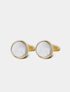 Gold Round Cufflinks Rhodium Men's Gold Round Cufflinks Rhodium Men's