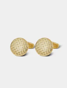 Gold Round Mesh Textured Cufflinks Rhodium Men's Gold Round Mesh Textured Cufflinks Rhodium Men's