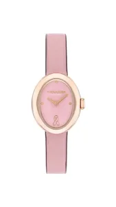 Gold Sammy Oval Pink Leather Watch - Gold