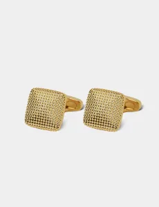 Gold Square Textured Cufflinks Rhodium Men's Gold Square Textured Cufflinks Rhodium Men's