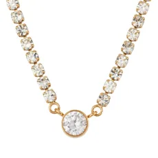 Gold Stainless Steel CZ Tennis Necklace - 35cm