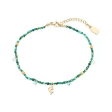 Gold Stainless Steel Green Agate Anklet - Gold Gold Stainless Steel Green Agate Anklet - Gold