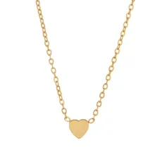 Gold Stainless Steel Petite Heart Necklace - Gold