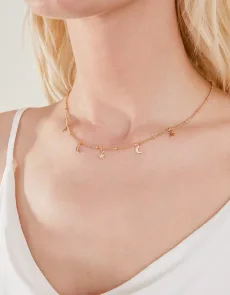 Gold Stars and Moon Station Necklace, Size 46cm, Women's Gold Stars and Moon Station Necklace, Size 46cm, Women's