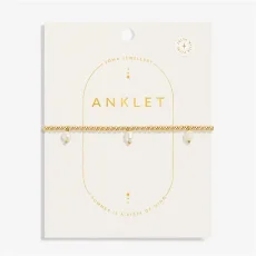 Gold Style 3 Pearl Stretch Anklet - Gold Gold Style 3 Pearl Stretch Anklet - Gold