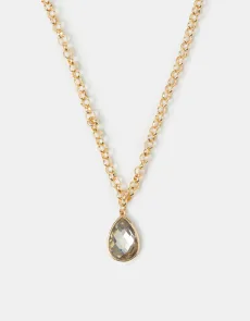 Gold Teardrop Gemstone Pendant Necklace Gold Teardrop Gemstone Pendant Necklace