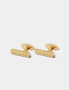 Gold Textured Barrel Cufflinks Rhodium Men's Gold Textured Barrel Cufflinks Rhodium Men's