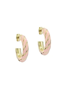 Gold Trinna Twisted Light Pink Enamel Hoops - Gold