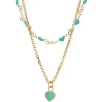 Gold Turquoise Heart Chain Necklace Gold Turquoise Heart Chain Necklace