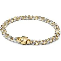 Gold Two-tone Pavé Cuban Chain Bracelet - 18cm Gold Two-tone Pavé Cuban Chain Bracelet - 18cm