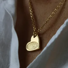 Gold Vermeil Fingerprint Heart Charm Necklace Gold Vermeil Fingerprint Heart Charm Necklace