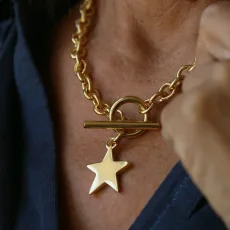 Gold Vermeil Star T-Bar Necklace Gold Vermeil Star T-Bar Necklace