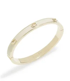 Gold White Pegged C Hinged Bangle - Gold